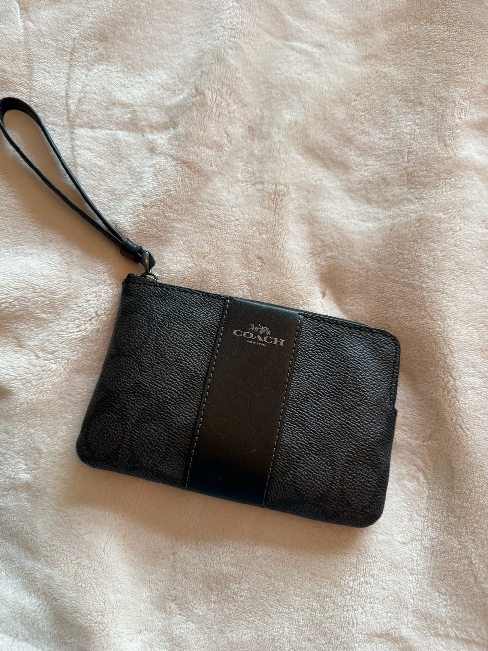 Coach Black Signature Leather Wristlet